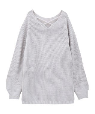 earth music&ecology 【毛玉防止 / 洗濯機洗い可】アンチピリングクロスネックルーズニット Gray