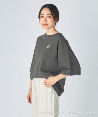 OP／FILA 【Ocean Pacific×ハローキティ】サガラ刺しゅうビッグTシャツ チャコールグレー