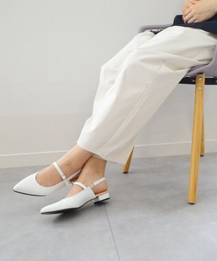 Pointer 日本製 本革ベルト付きミュール オフホワイト