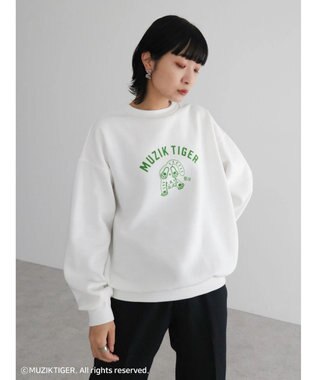 Green Parks ムジークタイガー／裏起毛プリントプルオーバー White