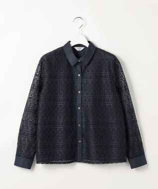 J.PRESS LADIES S ジオメトリックレース ブラウス ネイビー系