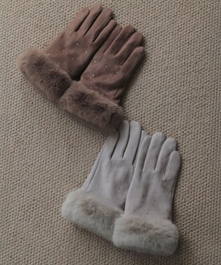 ANY SIS シャインストーン グローブ ライトグレー