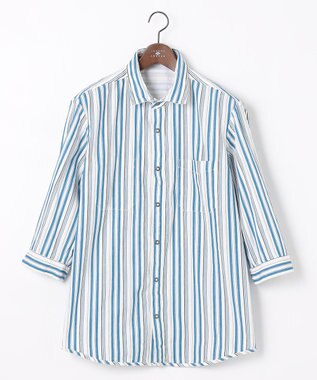 JOSEPH ABBOUD 【キングサイズ・1枚で2通りの着こなし】オーガニックコットンリバーシブル 七分袖シャツ アイボリー系1