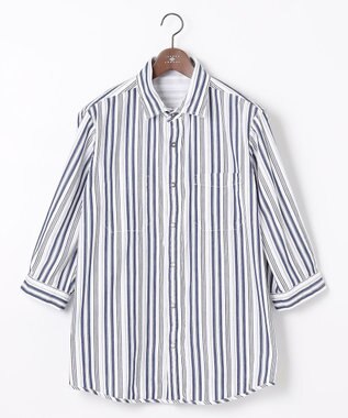 JOSEPH ABBOUD 【キングサイズ・1枚で2通りの着こなし】オーガニックコットンリバーシブル 七分袖シャツ