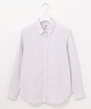 J.PRESS LADIES L 【洗える】BEZ ストライプ シャツカラー ブラウス ふじ色系1