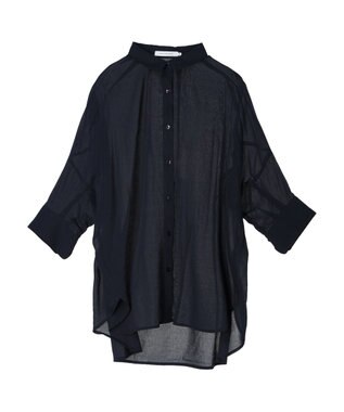 AMERICAN HOLIC 接触冷感５分袖変形ドルマンシアーシャツ Navy