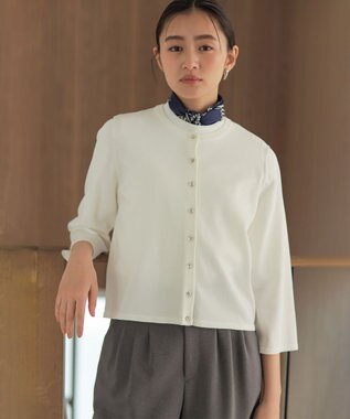 組曲 マイラックカラー カーディガン オフホワイト系