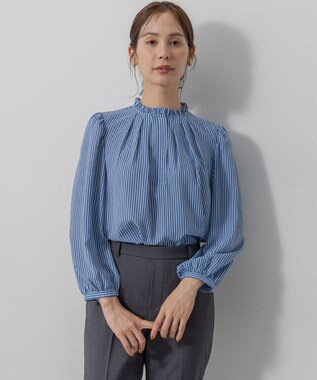 組曲 S ライトデシンフリル襟 ブラウス ブルー系1