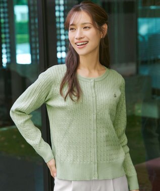 Tiaclasse ワンポイント刺繍ケーブルカーディガン