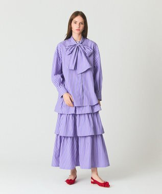 GRACE CONTINENTAL ストライプラッフルスカート パープル