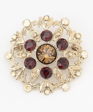 自由区 ビジューブローチ ワイン系