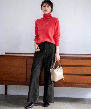 23区 【滝沢眞規子さん着用/BAILA掲載/洗える】ピュアカシミヤ タートルネック ニット オレンジ系