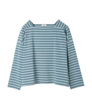 earth music&ecology スクエアボーダープルオーバー Green