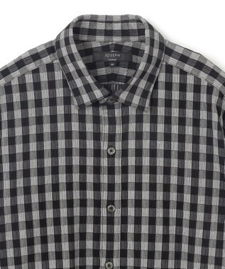 JOSEPH HOMME 新柄【オリジナル素材】ギンガムシャンブレーストレッチ　レギュラーカラーシャツ グレー系