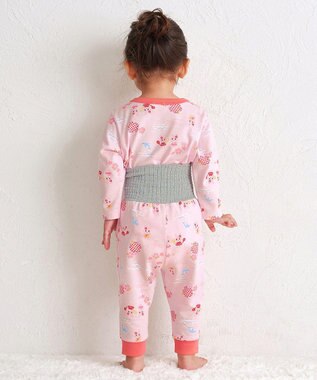 MIKI HOUSE HOT BISCUITS 【80-120cm】 リゾートキャビット 腹巻き付き タック天竺素材 長袖パジャマ ピンク