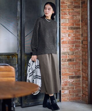 ANY 【ウエストゴム】スエードフレアスカート スレート