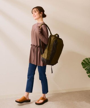 OP／FILA 【Ocean Pacific】フリル切替ラッシュガード ブラウン