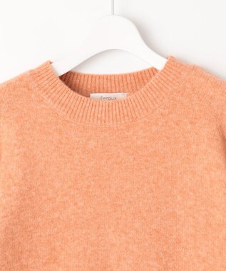 Feroux 【洗える】クルーネックニット プルオーバー ライトオレンジ系