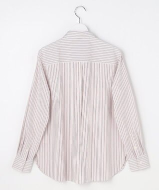 J.PRESS LADIES BEZコットンナイロン ストライプ シャツ ブラウス ホワイト×グレー系