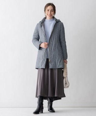 自由区 L 【洗える】ウールカシミヤ ハイネックニット (検索番号:JL27) サックスブルー系