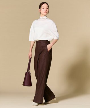 BEIGE， CAROLE / リネンライクフルレングスワイドパンツ Bordeaux