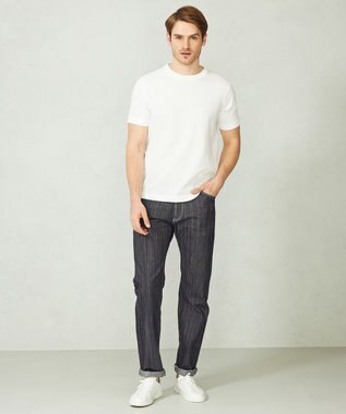 JOSEPH ABBOUD 【サスティナブル】ランダムストライプストレッチデニム ネイビー系1