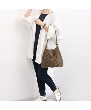 UNBILLION カシュカシュ cachecache / 山波編みトート カゴバッグ ブラウン