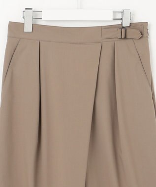 J.PRESS LADIES 【洗える】ストレッチタイプライター ラップディテール ワイド パンツ モカ系