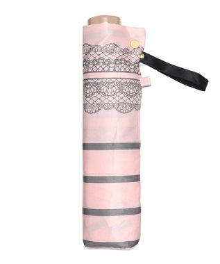 MOONBAT 【雨傘】ランバン　オン　ブルー (LANVIN en Bleu) ボーダー レース 折りたたみ傘 ピンク