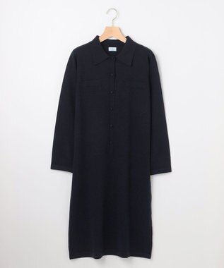 組曲 ニット襟トロンプルイユ ワンピース ネイビー系