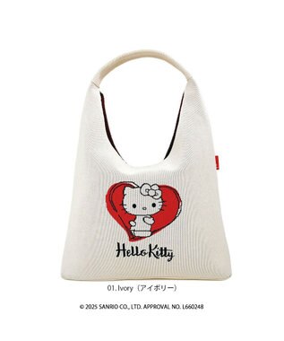 ROOTOTE 8489【A4サイズ収納】IP.ラウンド.ニット.ハローキティ-A 01：アイボリー