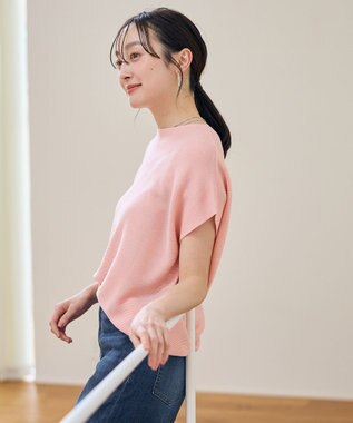 ANY 【新色追加/14色展開】アクリルガーターフレンチスリーブニット ピンク