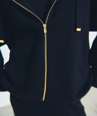 GRACE CONTINENTAL ロゴ刺繍ニットパーカー ブラック