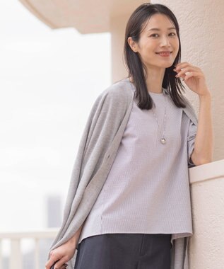 J.PRESS LADIES L 【洗える】Vis/Peスパーク ミディ丈 カーディガン ライトグレー系