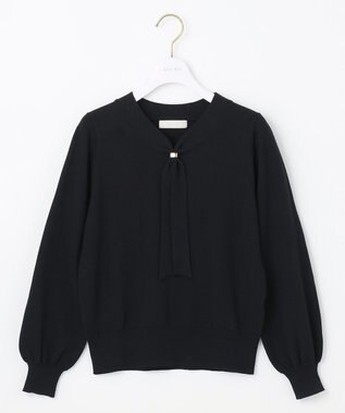 ANY SIS 【洗える】ボウタイ ニット ブラック