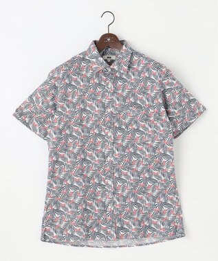 JOSEPH ABBOUD 【キングサイズ・リネン素材/清涼感/吸水速乾】リネンハニカムプリント 半袖 シャツ レッド系6