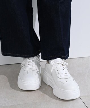 Pointer 日本製 本革ボリューム厚底スニーカー オフホワイト