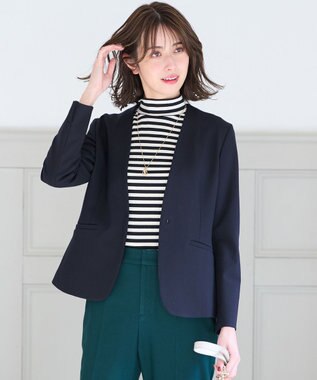 ANY SIS 【洗える】リブタートル カットソー アイボリー×ブラックボーダー