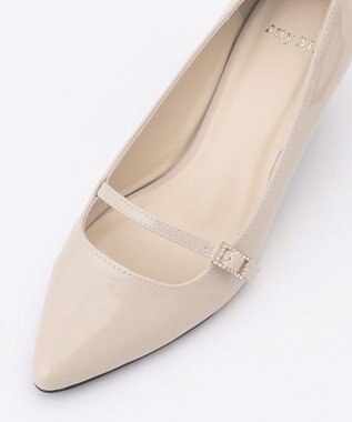 ANY SIS 【23.0~24.0cm】ミニストーンバックル パンプス ベージュエナメル