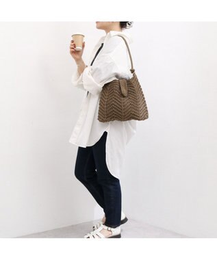 UNBILLION カシュカシュ cachecache / 山波編みトート カゴバッグ ブラウン