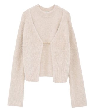 earth music&ecology SET2点チャーム付きシャギーニット＋インナー Pink Beige