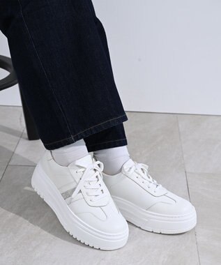 Pointer 日本製 本革ボリューム厚底スニーカー オフホワイト