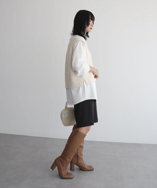 Green Parks ＳＥＴ２点　ニットベスト＋ロンＴＥＥ Gray Mixture