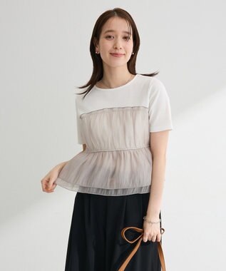 Green Parks オーガンジービスチェドッキング半袖プルオーハ Gray