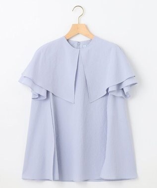 組曲 L サッカーストレッチ 襟付きブラウス サックスブルー系