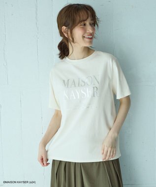 ANY 【MAISON KAYSERコラボ】箔プリントロゴ半袖Tシャツ エクリュ×シルバー