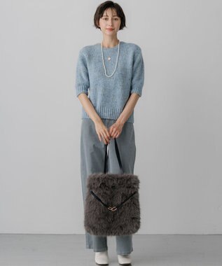23区 L 【先行予約】マーブルカラーファンシー ハーフスリーブ ニット スカイブルーミックス