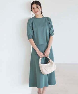組曲 【セットアップ着用可・WEB限定カラーあり】MINA ニットフレアスカート グリーン系