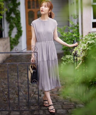 ANY SIS 【洗える】プリーツティアード ワンピース ラベンダー