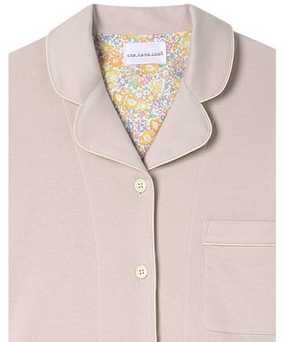 une nana cool 【綿100%】60/1 シルケットスムース 長袖開襟 MADE WITH LIBERTY FABRIC ライトベージュ